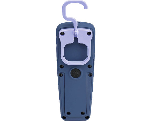 Vue arrière d''une lampe de travail avec crochet de suspension