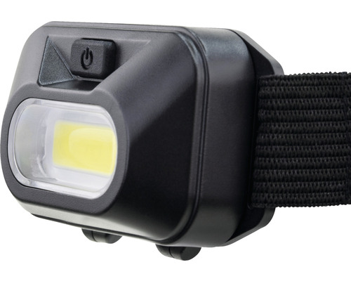 Lampe frontale noire avec diode électroluminescente et sangle de transport