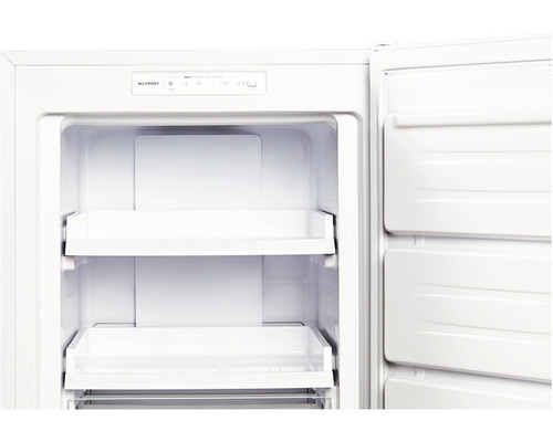 Vue intérieure d''un congélateur avec des étagères et des portes de compartiment congélateur