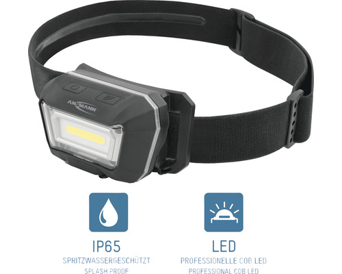 Lampe frontale Ansmann avec protection IP65 et LED
