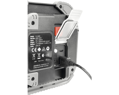 Projecteur de travail Ansmann FL1400R avec câble de chargement