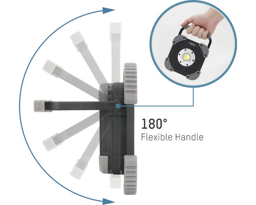 Lampe de travail avec poignée flexible et rotation à 180 degrés