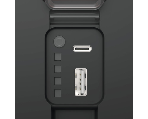 Nahaufnahme eines Geräts mit USB A und USB C Anschluss