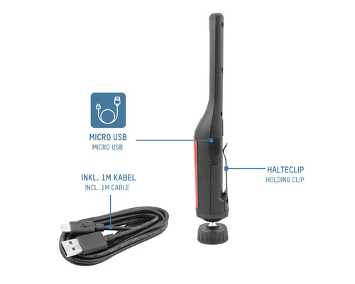 Lampe d''inspection avec clip de fixation et câble USB