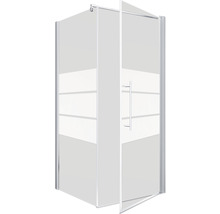 Eckdusche mit Glastür und Griff