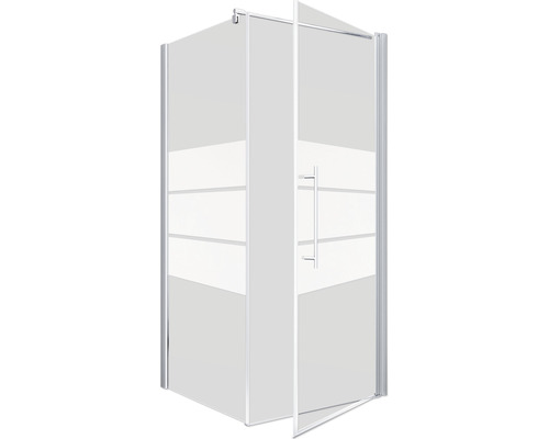 Eckdusche mit Glastür und Griff