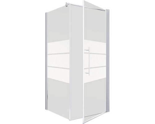 Cabine de douche d''angle avec façade en verre et porte