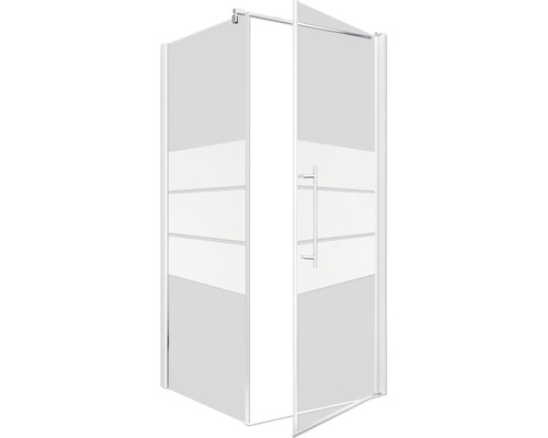 Duschkabine mit Glastür und seitlichen Streifen