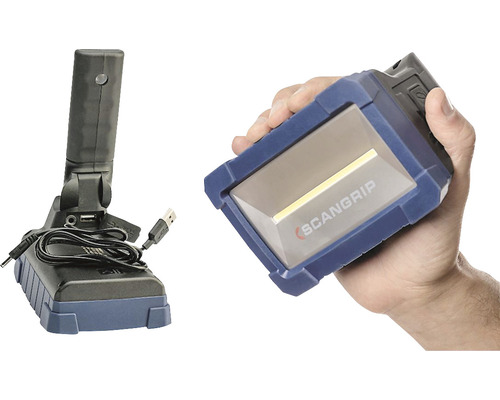 ScanGrip Lampe mit Ladestation in der Hand