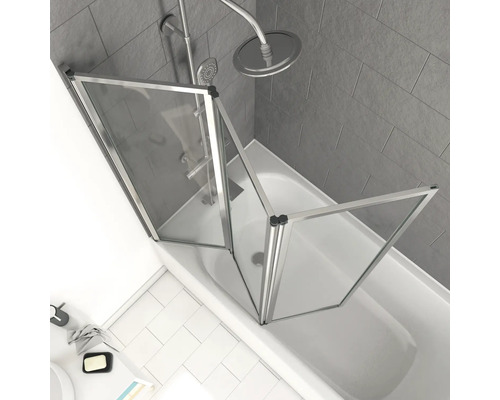 Baignoire avec paroi de baignoire pliante en verre en trois parties
