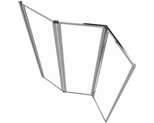 Paroi de douche en trois parties avec cadre pour la salle de bain