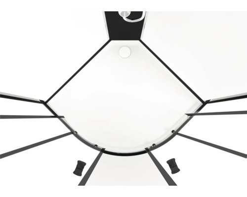 Duschkabine mit Eckeinstieg und schwarzem Rahmen von oben