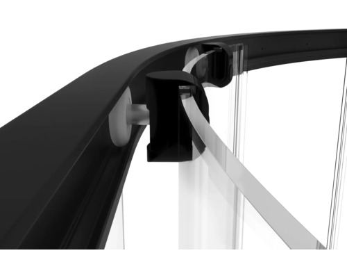 Detail einer Duschkabine mit Rahmen und Glas