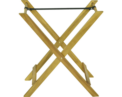 Zusammenklappbarer Gepäckständer aus Holz mit Riemen