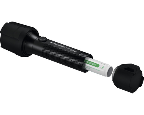 Lampe de poche Ledlenser P5R Work noire avec compartiment à piles ouvert