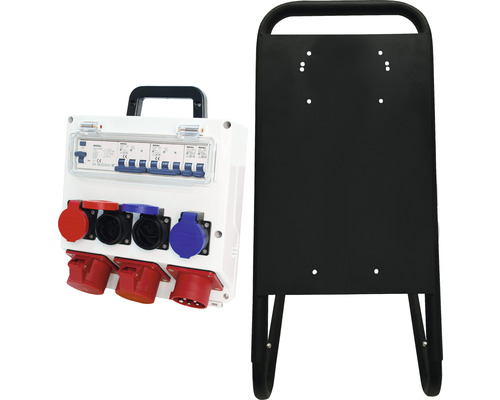 Distributeur de courant de chantier avec cadre de support