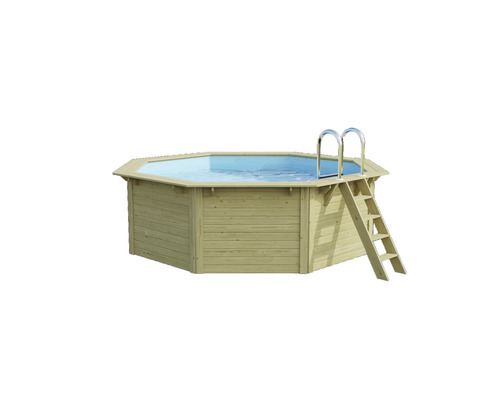 Kit de piscine hors sol en bois Karibu Nixe 1 octogonale Ø 432,5x121,1 cm avec échelle de suspension