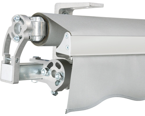 Vue détaillée d''un store banne avec mécanisme et toile