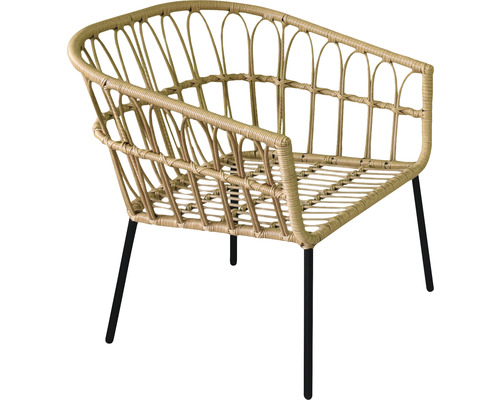 Fauteuil de jardin en rotin avec pieds en métal