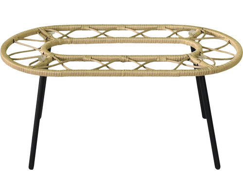 Table d''appoint ovale avec aspect rotin et pieds noirs