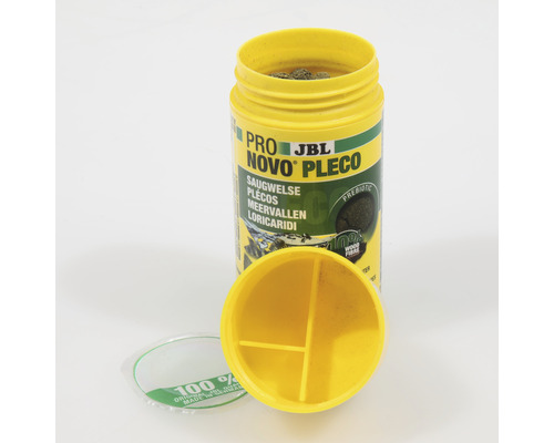 Boîte de nourriture pour poissons JBL Novo Pleco avec couvercle ouvert