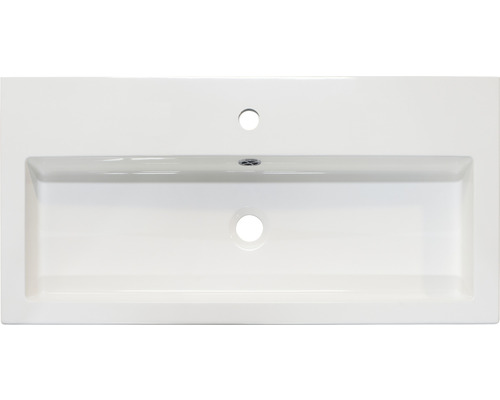 Aufsatzwaschbecken aus Sanitärkeramik mit Hahnloch und Überlauf