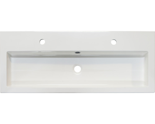 Vasque en céramique sanitaire avec trous pour robinetterie et trop-plein