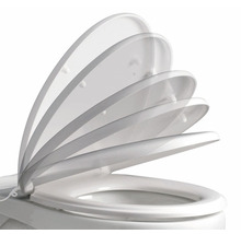 Abattant de WC avec fermeture ralentie dans différentes positions d'ouverture