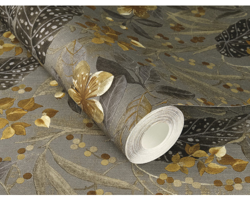 Rouleau de papier peint à motif floral dans des tons neutres