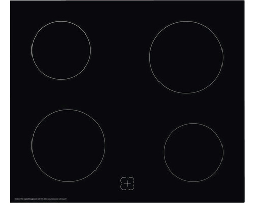 Table de cuisson vitrocéramique avec quatre zones de cuisson