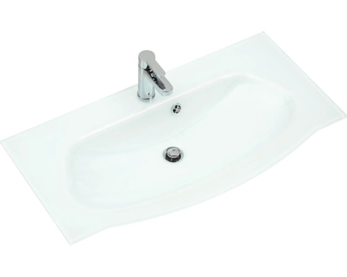 Waschtisch aus Glas mit Armatur