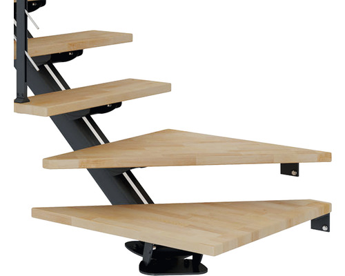 Raumspartreppe mit Holzstufen und Metallgestell