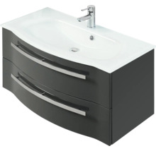 Meuble sous-lavabo avec deux tiroirs, lavabo et robinet