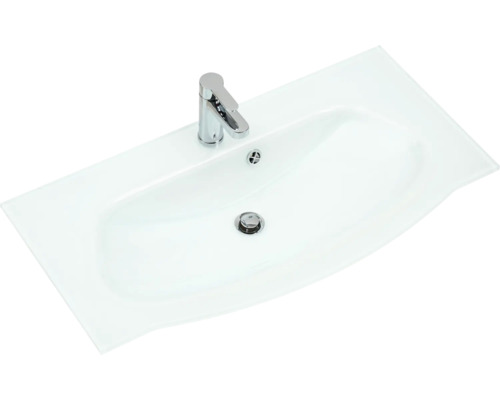 Waschbecken aus Glas mit Armatur für das Badezimmer