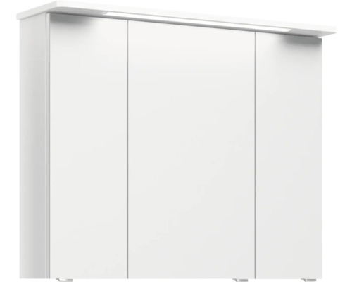 Weißer Kleiderschrank mit drei Türen und Beleuchtung