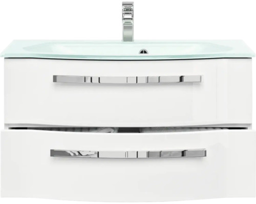 Waschtischunterschrank mit zwei Schubladen, Waschtisch und Armatur