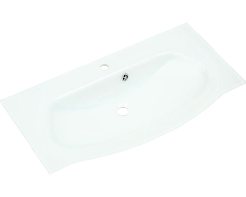 Waschtisch aus Glas mit Hahnloch und Überlauf