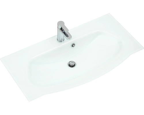 Waschtisch aus Glas mit Armatur