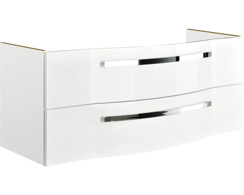 Meuble sous-lavabo avec deux tiroirs et poignées