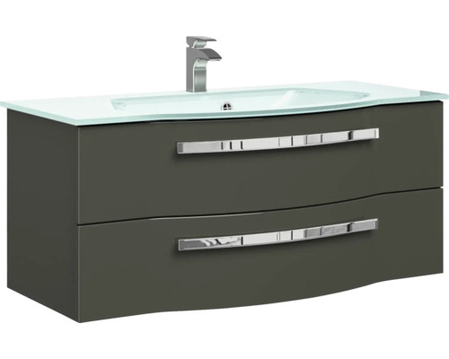 Waschtischunterschrank mit zwei Schubladen und Aufsatzwaschbecken