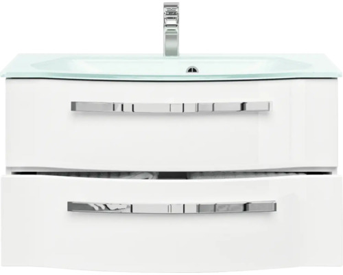 Waschtischunterschrank mit zwei Schubladen und Waschtischarmatur