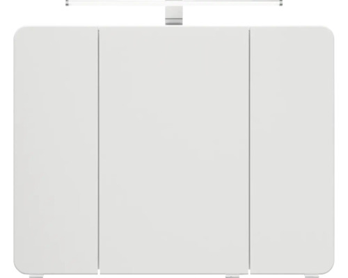 Weißer dreitüriger Badezimmerschrank mit Beleuchtung