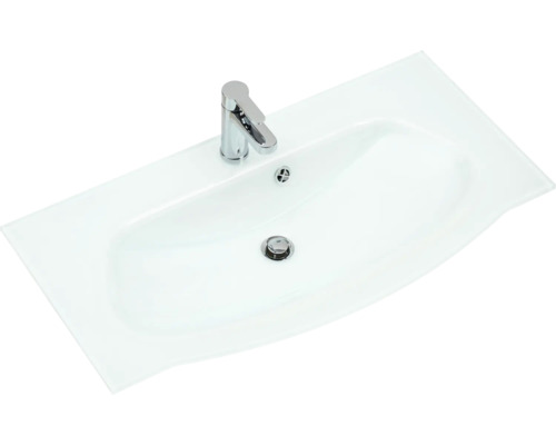 Waschtisch mit Armatur und Ablaufgarnitur