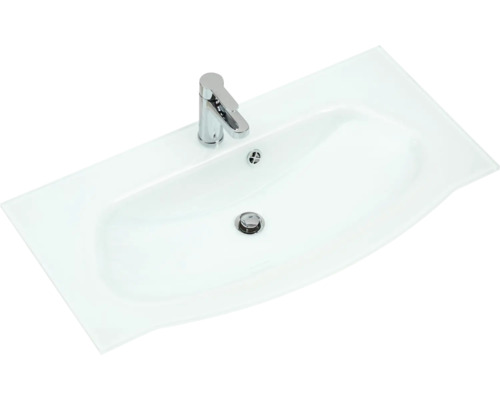 Lavabo en céramique sanitaire avec robinet et trop-plein