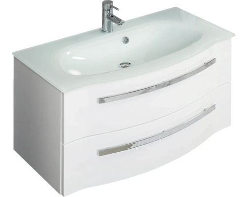 Meuble sous-vasque avec deux tiroirs et vasque à poser