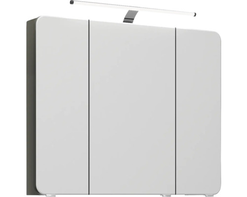 Armoire de salle de bain avec trois portes et éclairage