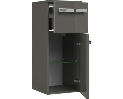 Hochschrank mit einer Tür und einem Fach mit Glastablaren