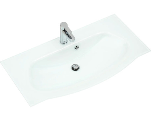 Aufsatzwaschbecken mit Armatur und Ablaufgarnitur