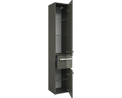 Hochschrank mit Schublade und Glasböden