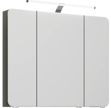 Armoire de toilette blanche avec trois portes et éclairage